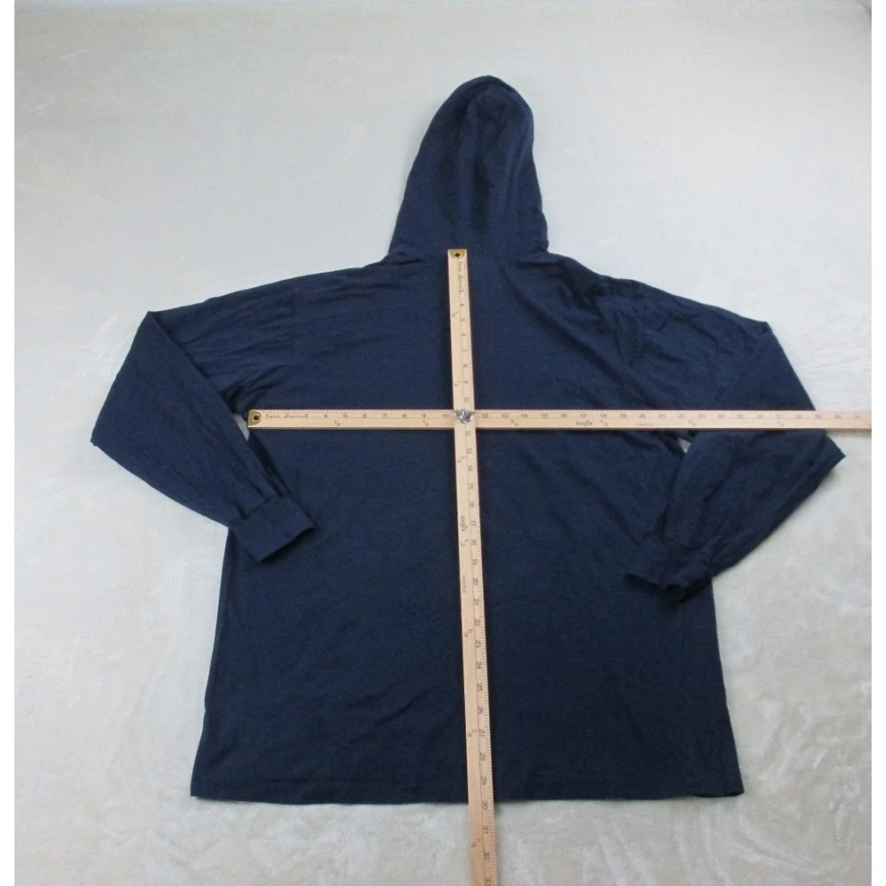 VINTAGE Ralph Lauren Shirt Mens Medium Blue Pony Long Sleeve Hooded Made In USA*
